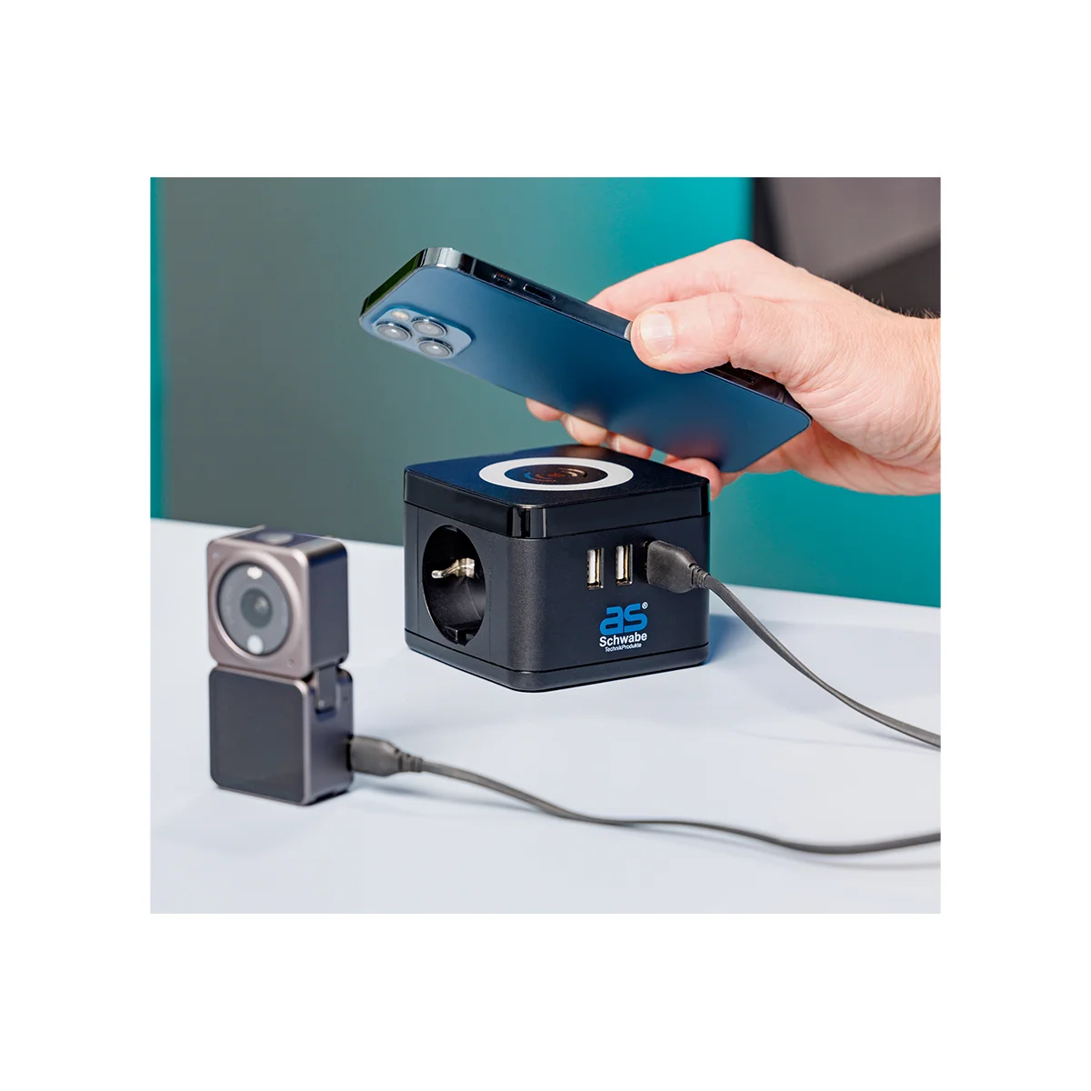 as-schwabe-mixo-steckdosentower-2-fach-wireless-ladestation image 6