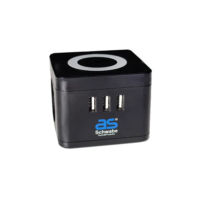 as-schwabe-mixo-steckdosentower-2-fach-wireless-ladestation image 1