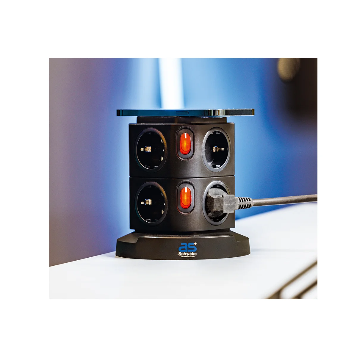 as-schwabe-mixo-steckdosentower-8-fach-schwarz-usb image 3