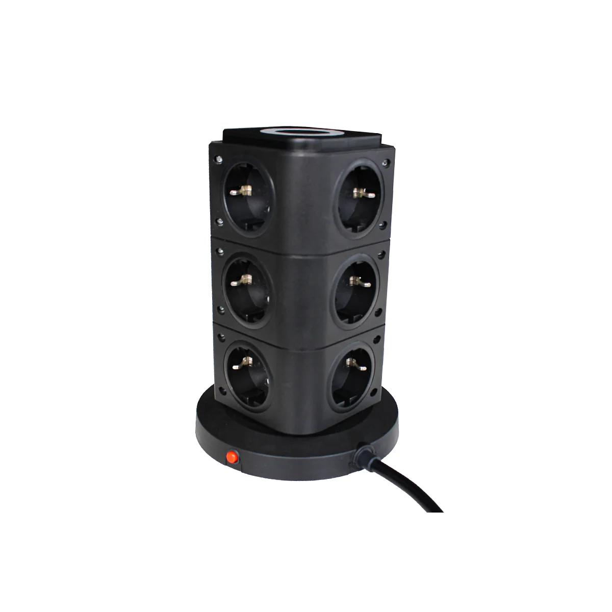 as-schwabe-mixo-steckdosentower-12-fach-wireless-schwarz-2m image 1