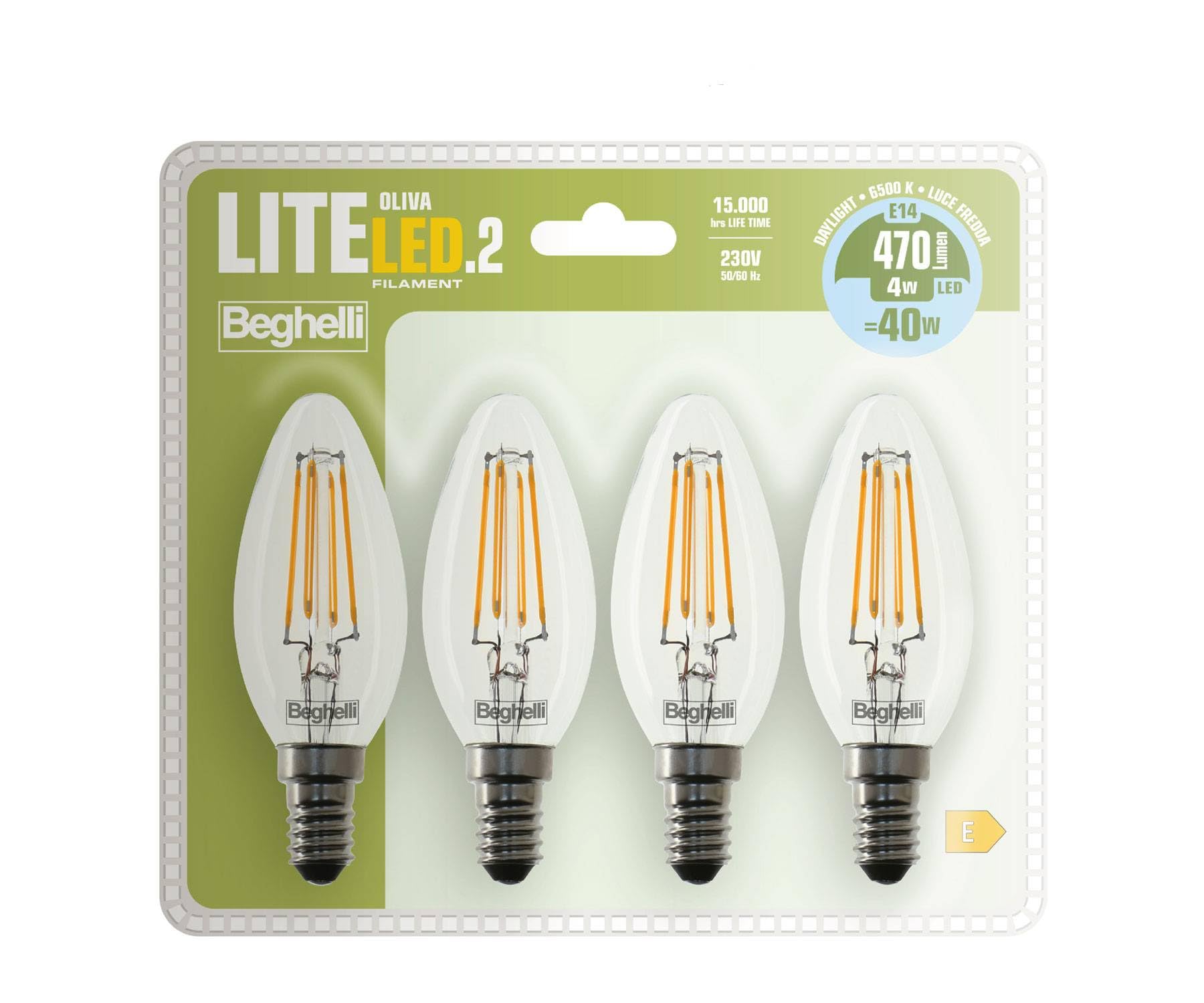 beghelli-liteled2-oliva-filament-e14-4w-4er-pack-klar image 1