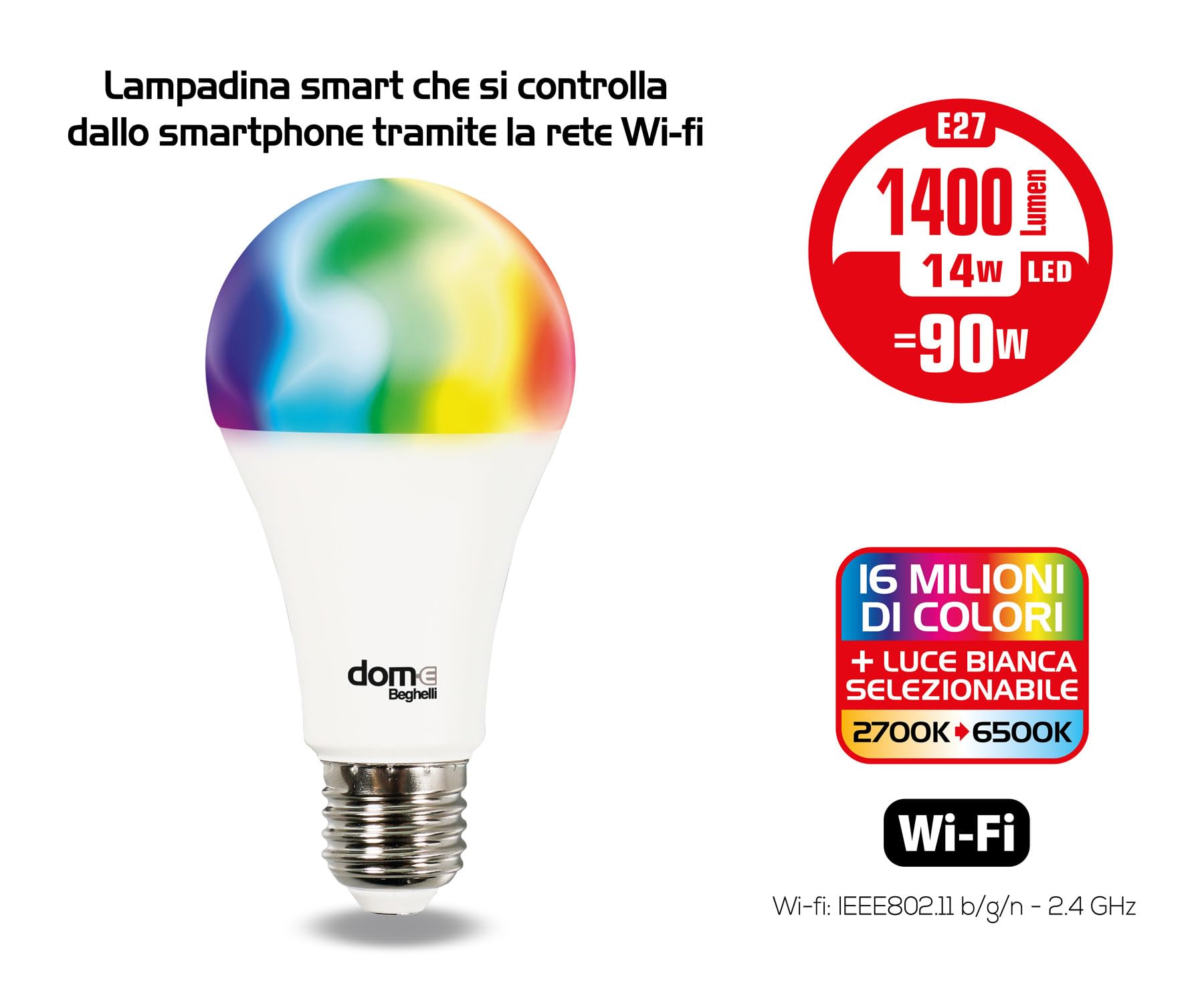 beghelli-dom-e-e27-14w-smart-lampe-rgb-wifi image 2