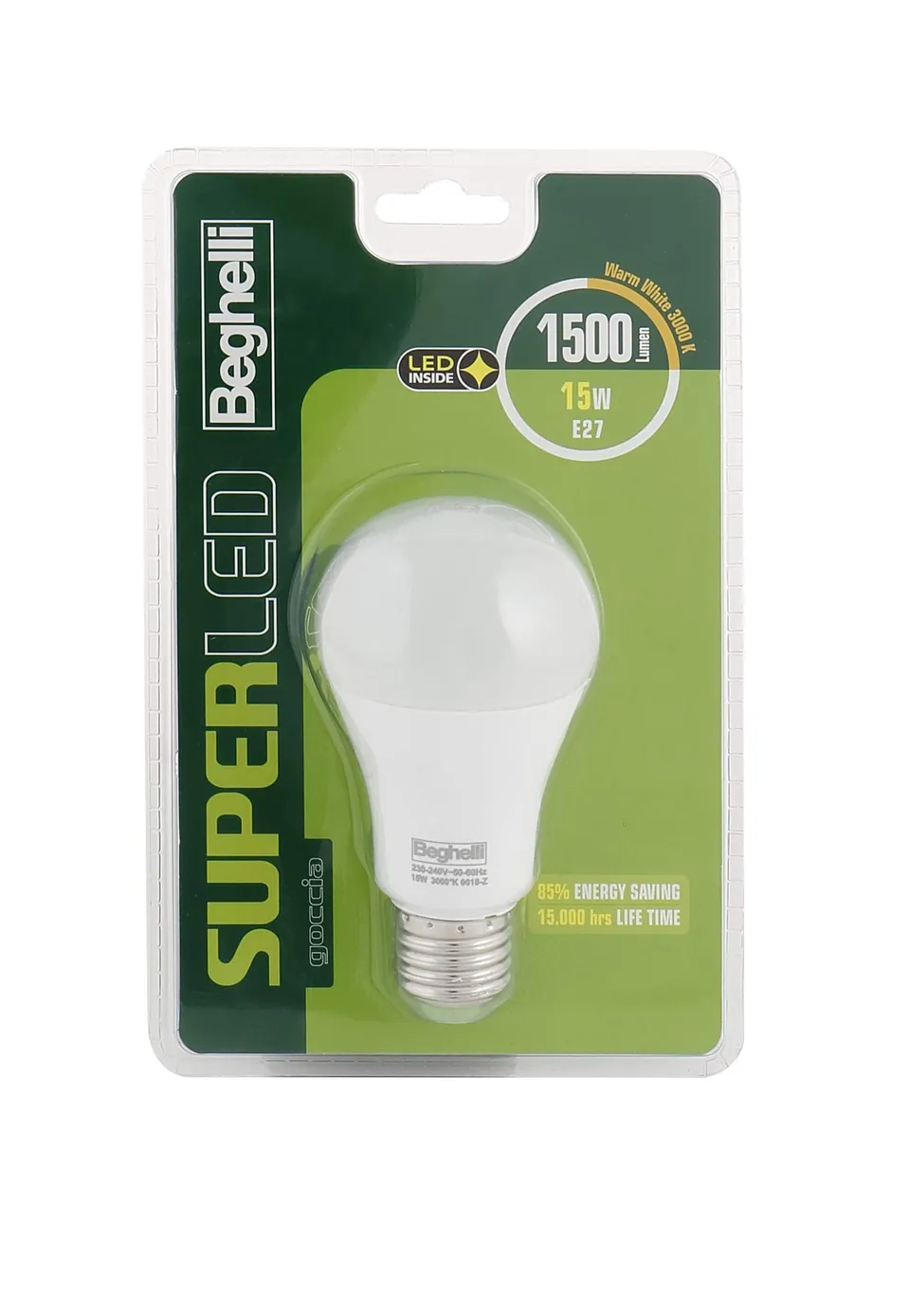 beghelli-superled-e27-15w-tropfenlampe-warmwei-3000k image 1