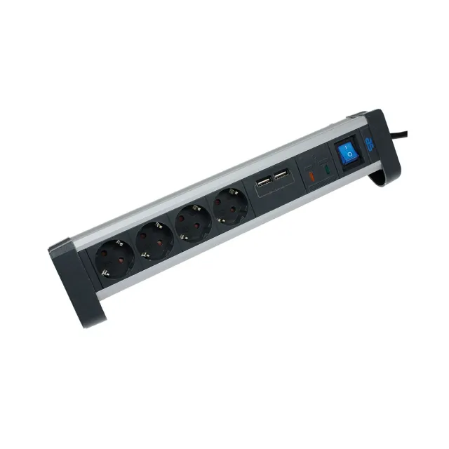 as-schwabe-alux-tisch-steckdosenleiste-4-fach-usb-schwarz image 1