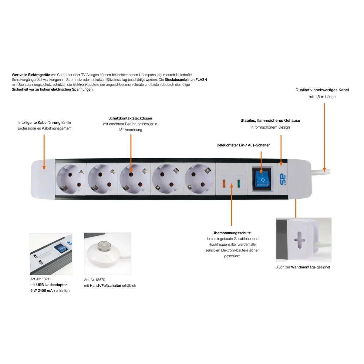as-schwabe-s-series-flash-5-fach-steckdosenleiste-1-5-m-berspannungsschutz image 5