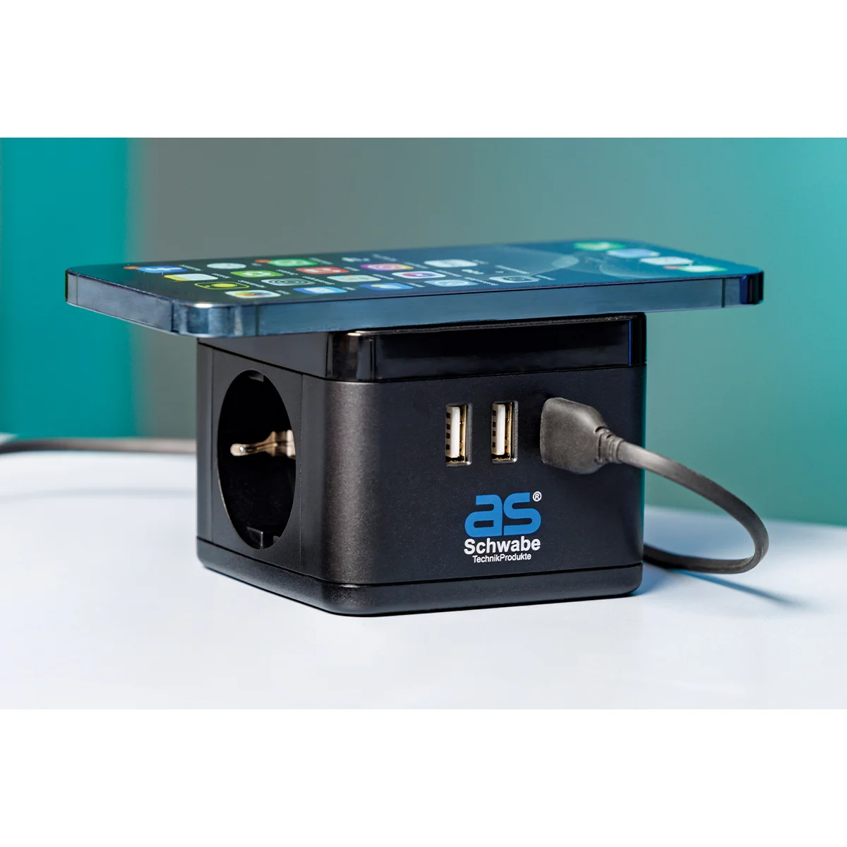 as-schwabe-mixo-steckdosentower-2-fach-wireless-ladestation image 7