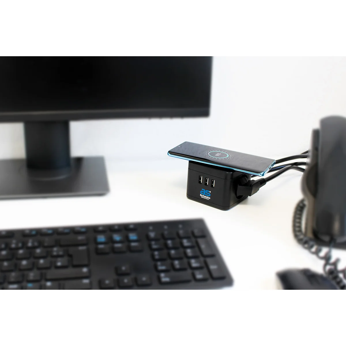 as-schwabe-mixo-steckdosentower-2-fach-wireless-ladestation image 3